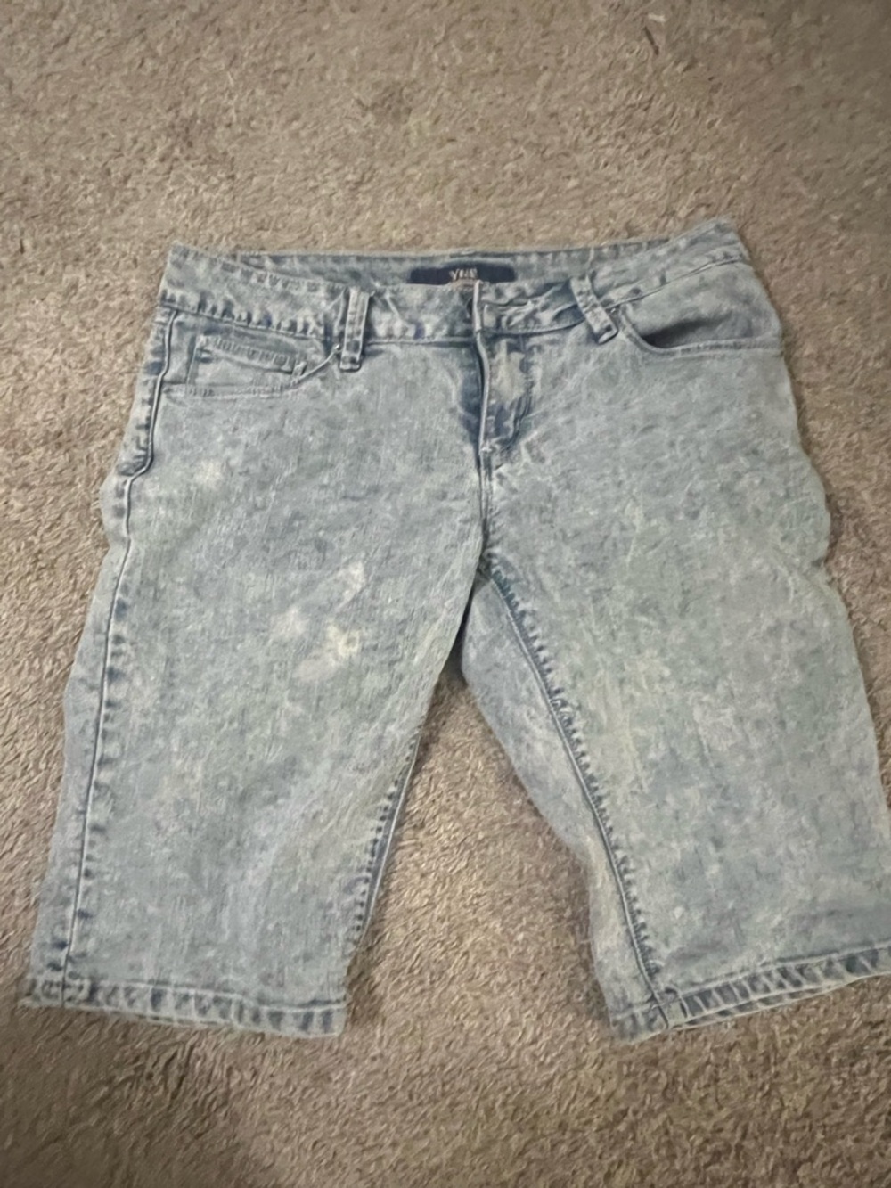 YMI Acid Wash Denim Bermuda Shorts Size Juniors 7 Stretch Mid Rise